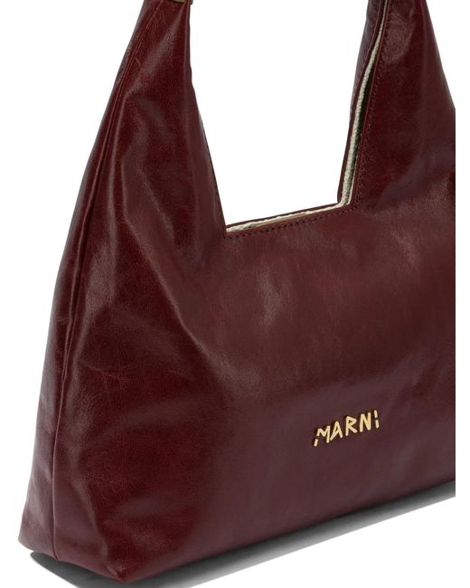 Marni Purple Bordeaux Leather Shoulder Bag