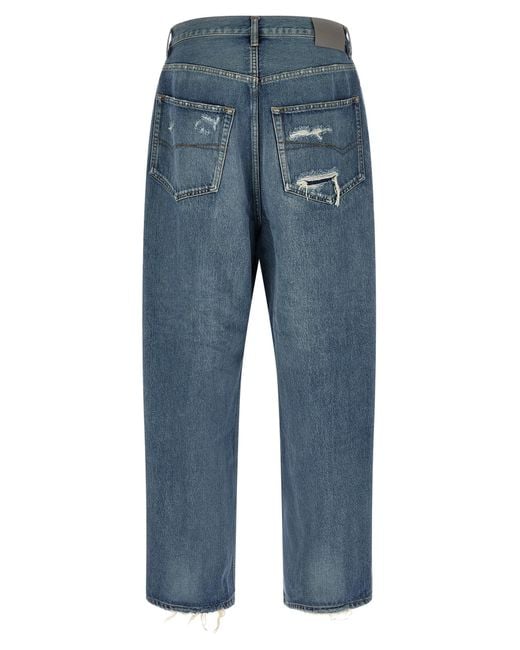 Balenciaga Blue Distressed Baggy Jeans for men