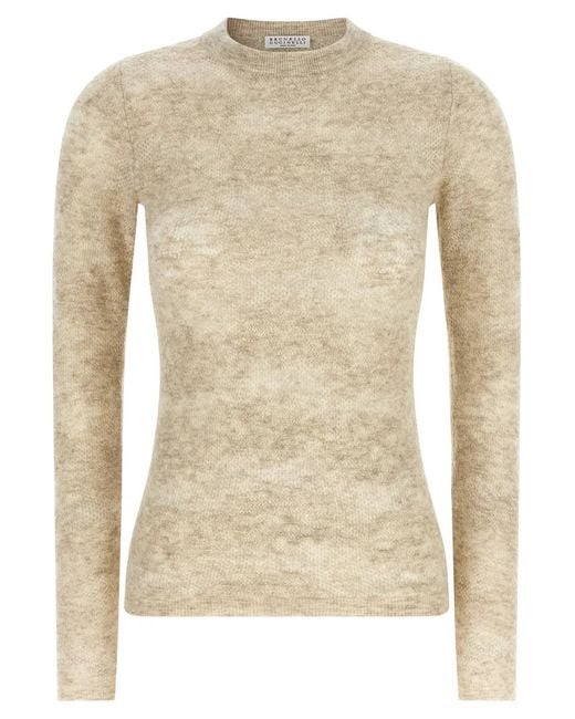 Brunello Cucinelli Natural 'Flower Lace' Sweater