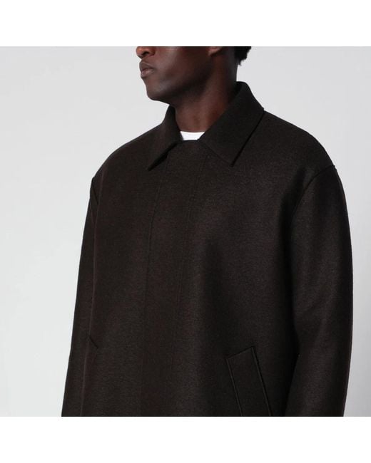 Harris Wharf London Black Dark Wool Coat for men