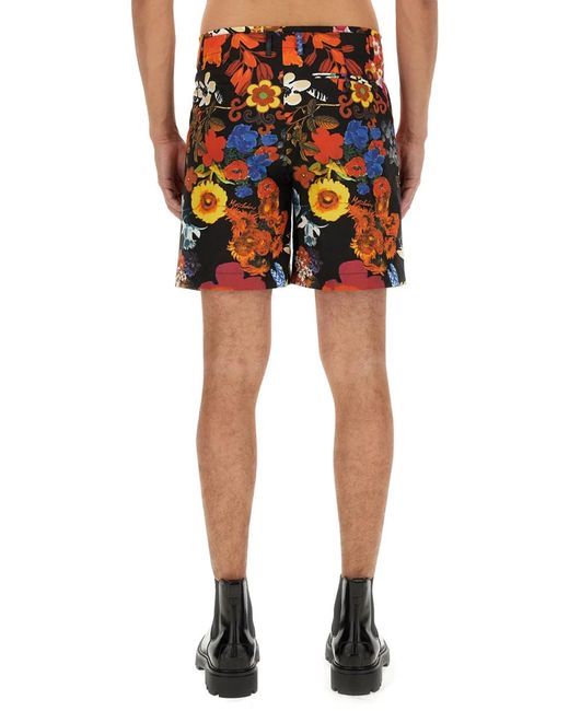 Moschino Black Bermuda With Floral Pattern for men