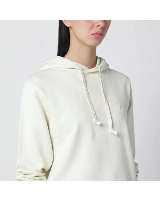 A.P.C. White Ecru Sweatshirt With Logo Print