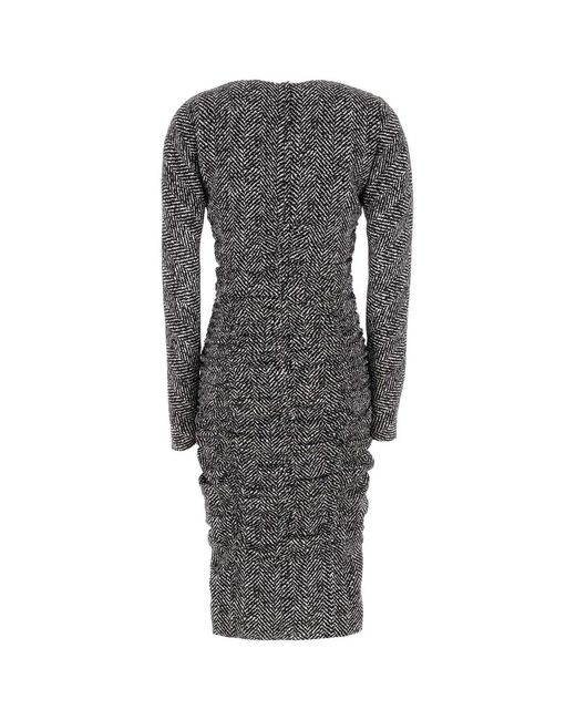 Dolce & Gabbana Gray Dolce & Gabbana Printed Cady Dress