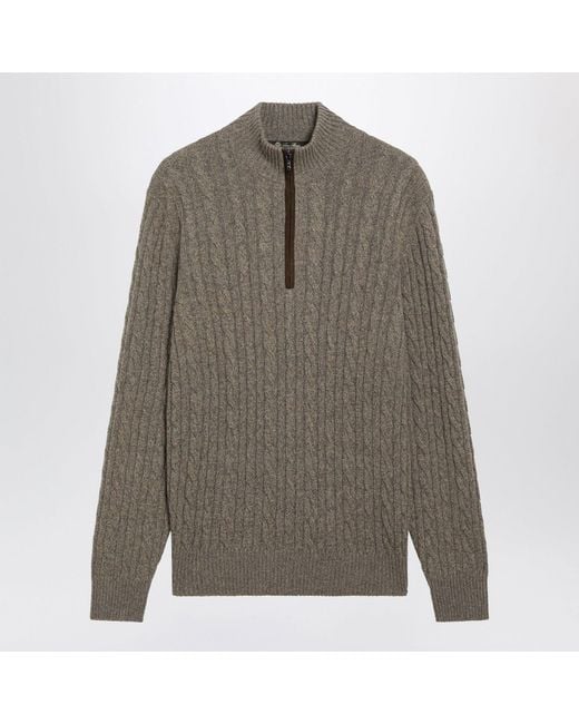 Loro Piana Gray Cableknit Sweater for men