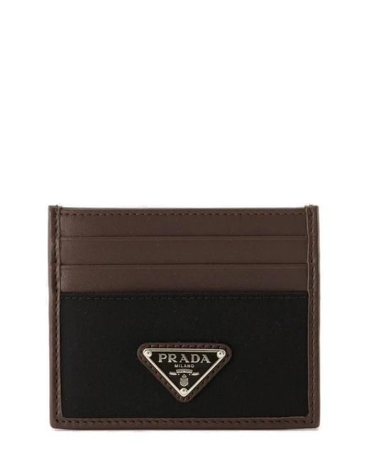 Prada Black Calf Leather Credit Holder for men