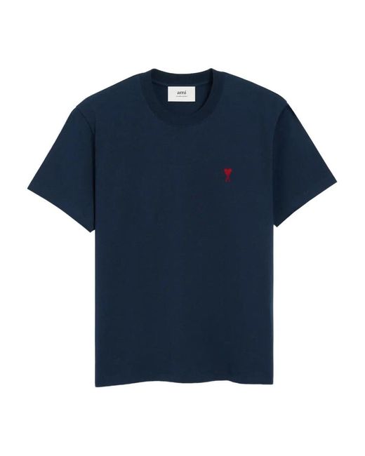 AMI Blue Cotton T-Shirt for men