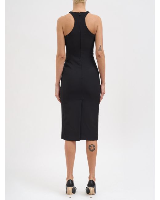 Elisabetta Franchi Black Lightweight Crepe Dress With Jewel Detail