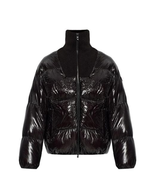 DIESEL Black Ripstop Fabric Down Jacket With Ribbed Collar for men