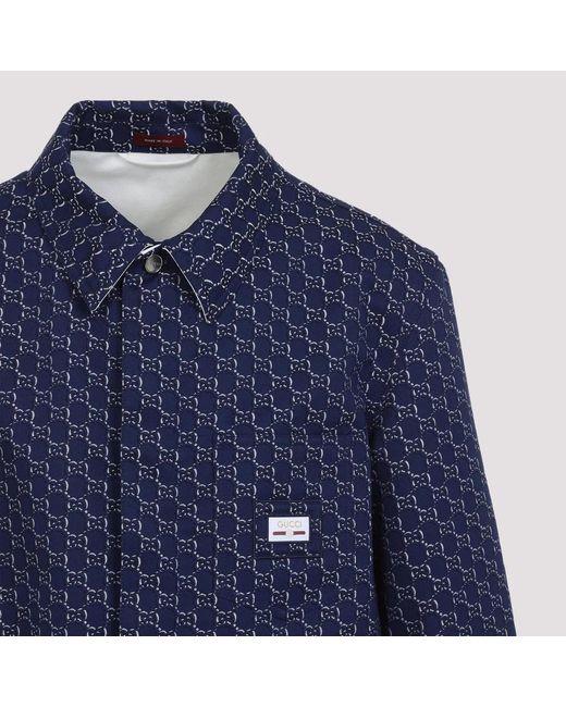 Gucci Blue Jacket With Gg Shadow for men
