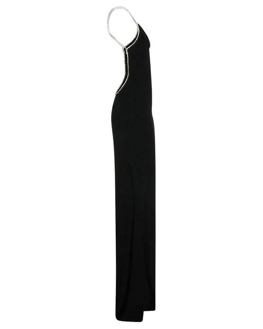 Tom Ford Black Crystal Chain Embroidery Satin Dress
