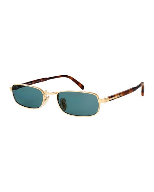 Prada Blue Petrol Acetate + Metal Sunglasses for men