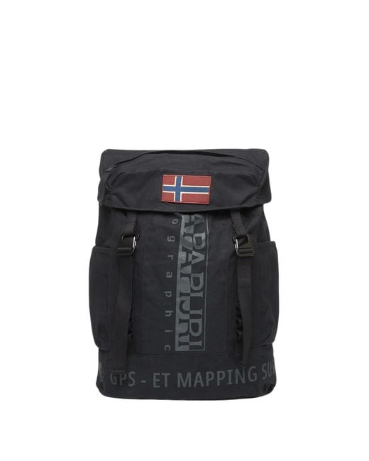 Napapijri Black Equator Logo-Print Buckle-Fastening Backpack for men