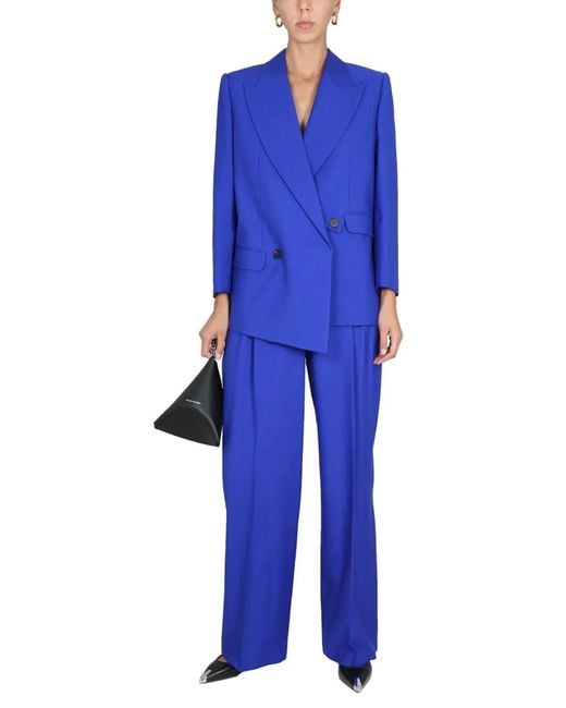 McQueen Blue Structured Double-Breasted Jacket