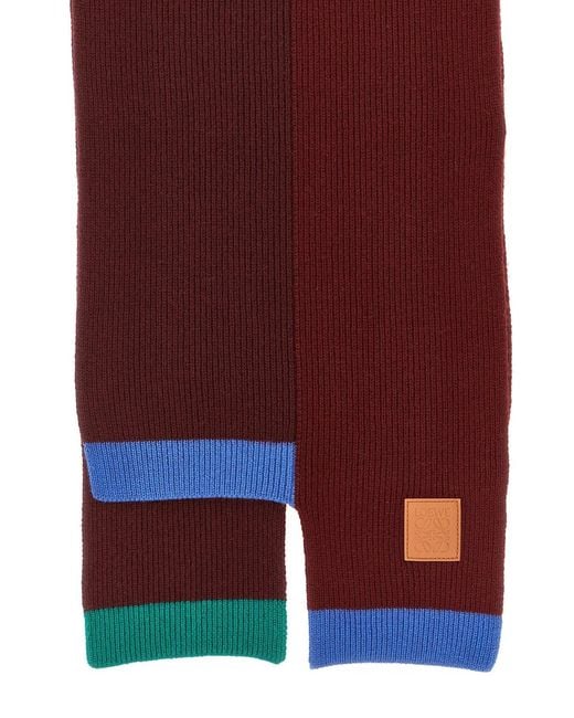 Loewe Red Wool Asymmetrical Scarf