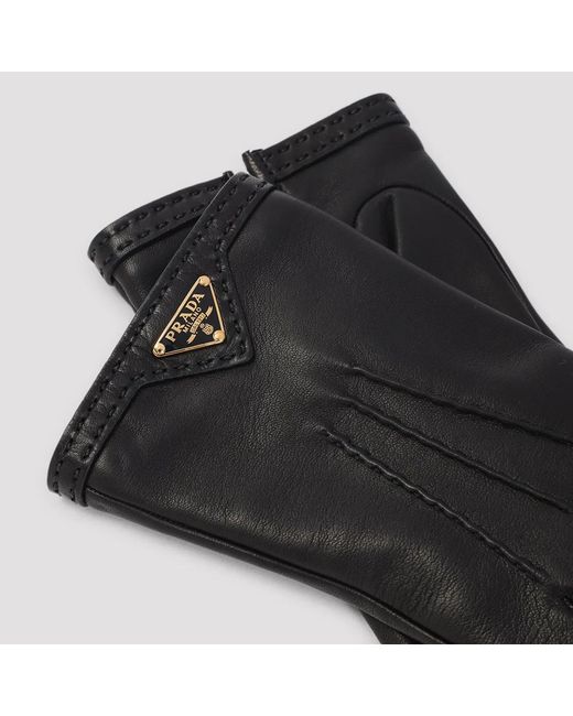 Prada Black Short Nappa Leather Gloves