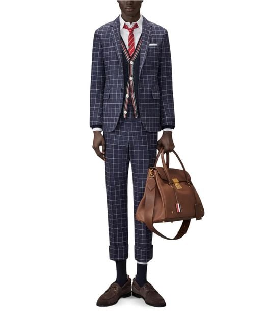 Thom Browne Blue Hector Intarsia-Knit Cardigan for men