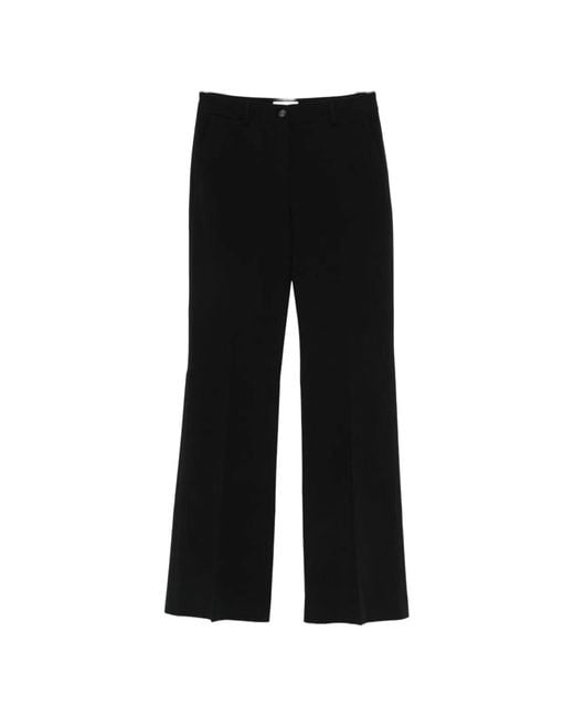 Via Masini 80 Black Cotton Wide-Leg Trousers