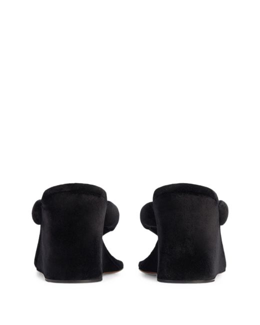 Balenciaga Black Gaeta Velvet Wedge Sandals