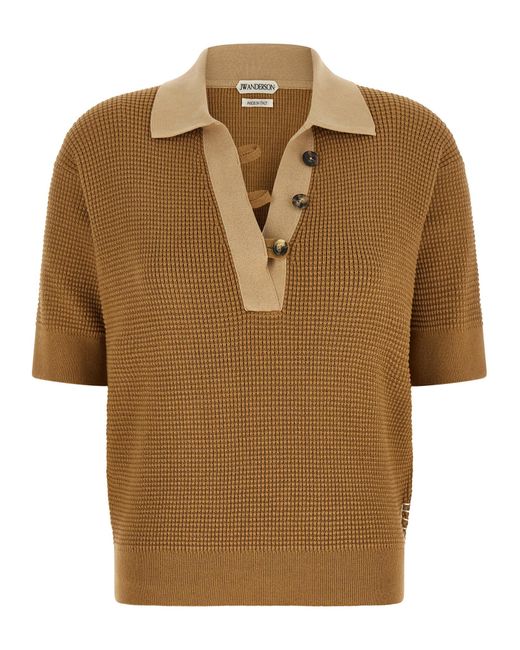 J.W. Anderson Brown J.W.Anderson Waffle Stitch Polo Shirt