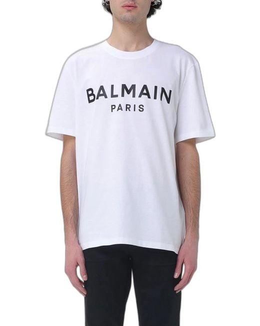 Balmain White Cotton T-Shirt for men