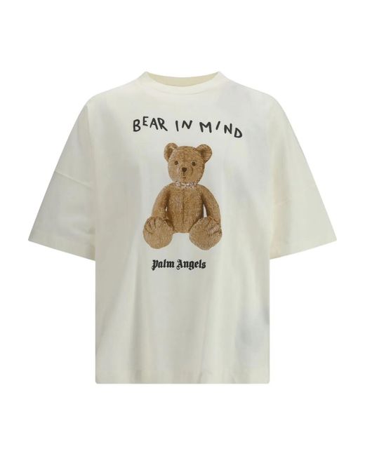 Palm Angels White Off- Teddy Bear Print T-Shirt for men