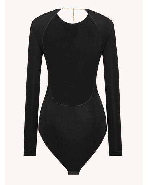 Saint Laurent Black Cassandre Backless Bodysuit