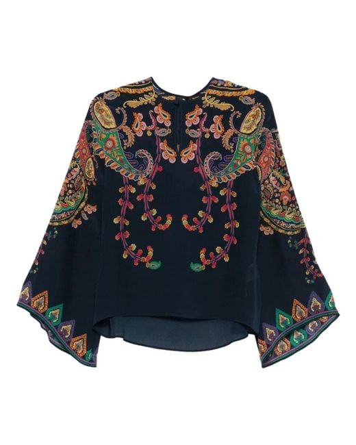 Etro Blue Floral Paisley Print Blouse