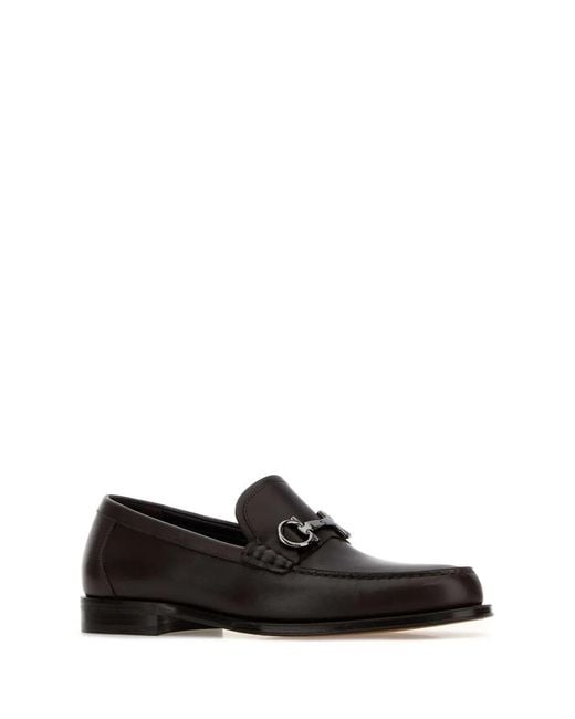 Ferragamo Black Leather Loafers for men