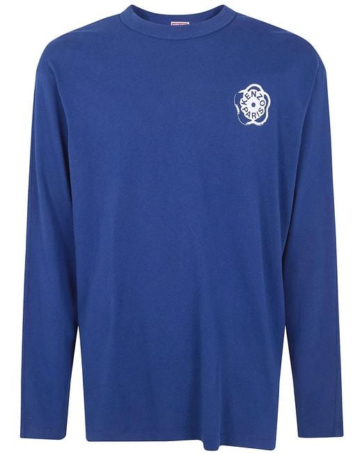KENZO Blue "Gots Boke Flower 2.0 Relax" Long Sleeves T-Shirt for men