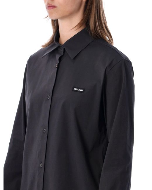 Miu Miu Blue Stretch Poplin Shirt