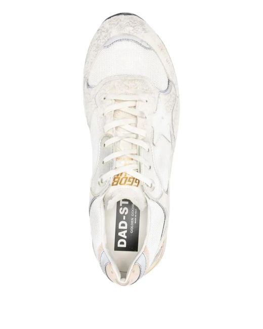 Golden Goose Deluxe Brand White "Running Dad" New Net And Suede Upper Leather Star And Heel Suede Spur Sneakers for men