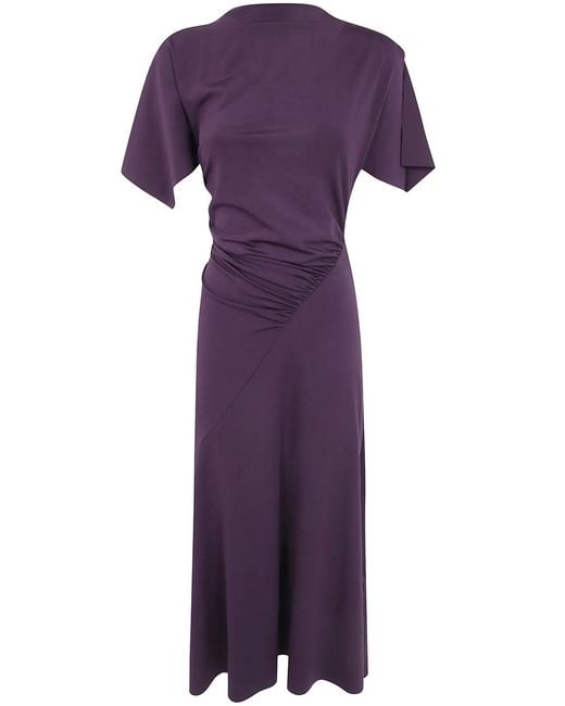 Victoria Beckham Purple "Cap" Sleeve Dress