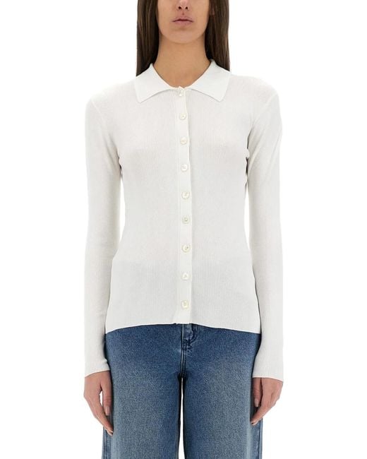 MICHAEL Michael Kors White Michael By Michael Kors Ribbed Cardigan