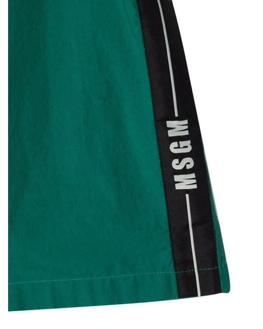 MSGM Green Cotton Bermuda