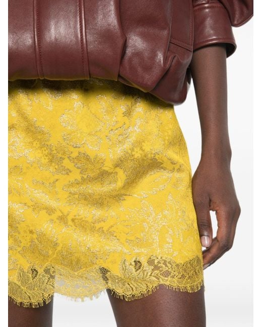 Saint Laurent Yellow Laced Mini Skirt