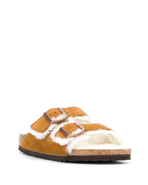 Birkenstock Brown Arizona Shearling Suede Sandals