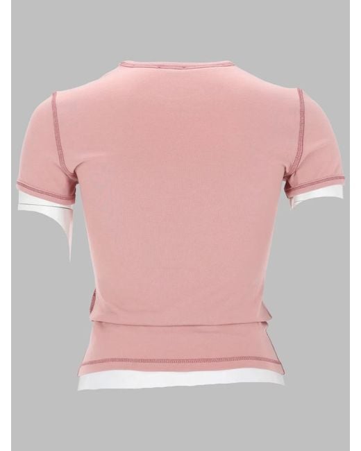 DIESEL Pink T-Shirt Con Stampa A Cuore E Borchie