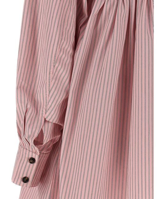 Ganni Pink Striped Dress