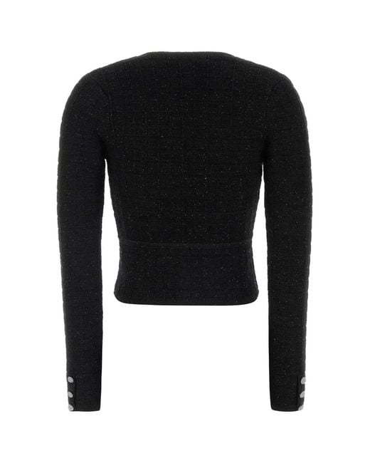 Alessandra Rich Black Boucle Cardigan