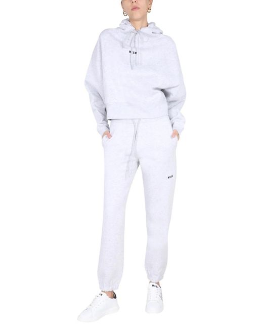 MSGM White Cotton Logo Activewear