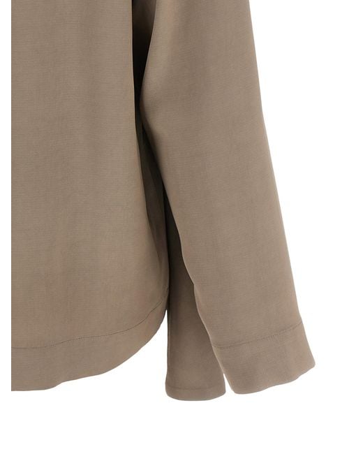 Nude Brown Draped Panel Blouse