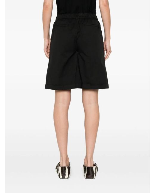 Via Masini 80 Black Cotton Bermuda Shorts
