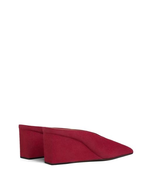 Alaïa Red Alaia Raspberry Suede Mule With Wedge
