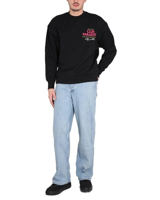 MSGM Black Sweatshirt With Logo Print for men
