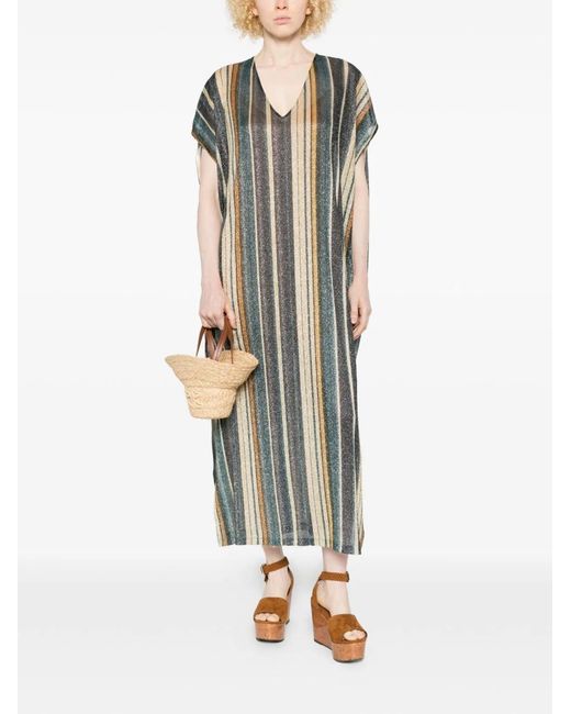 Siyu Green Zoe Striped Kaftan Dress