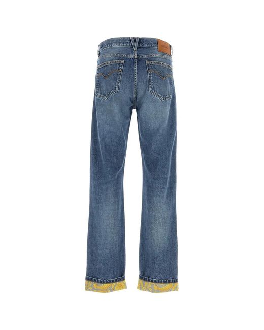Versace Blue Pant Denim Stone Wash Denim Fabric + Barocco for men