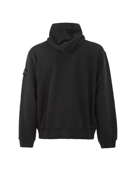 Stone Island Black Oversized Hoodie With Raglan Sleeves for men