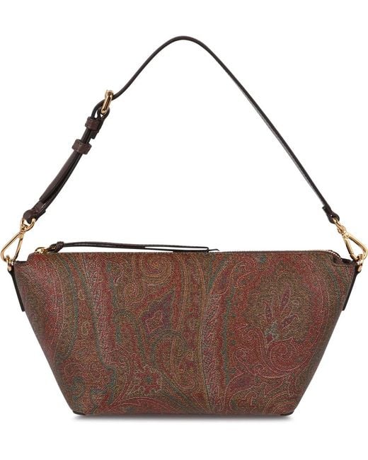 Etro Brown Jacquard Paisley Shoulder Bag