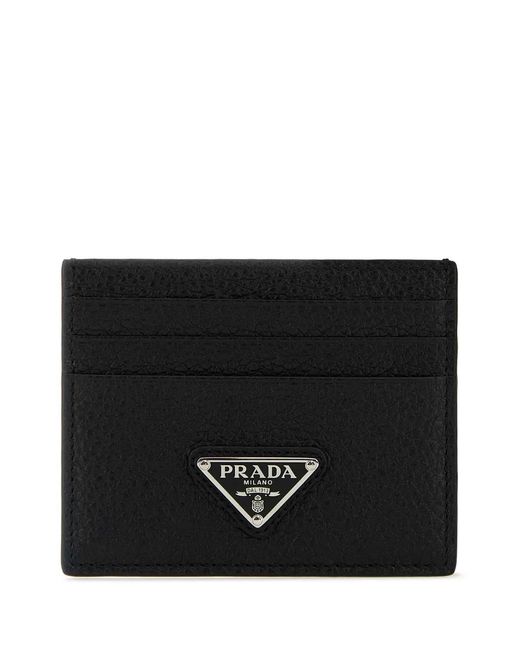 Prada Black Leather Card Holder for men