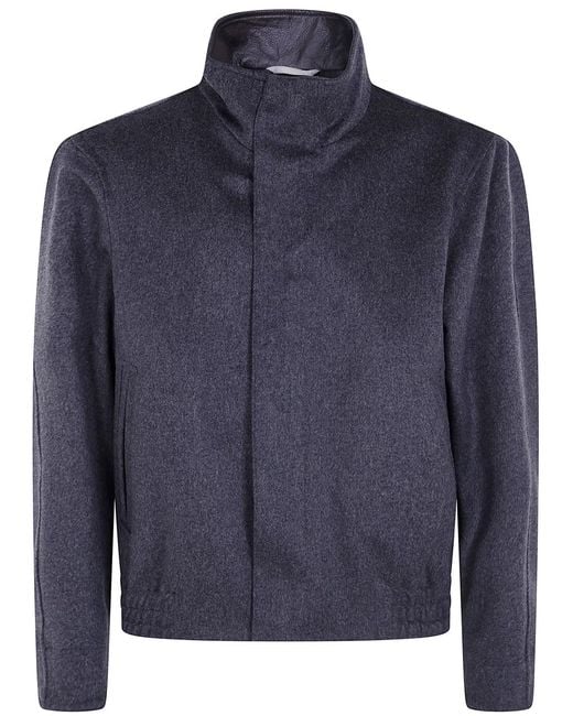 Lardini Blue Wool Bomber Jacket for men
